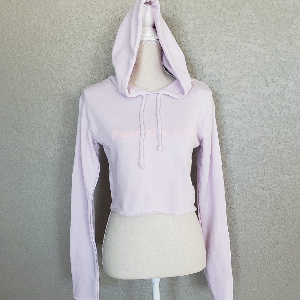 Wildfox Pasè the rose cropped hooded sweatshirt